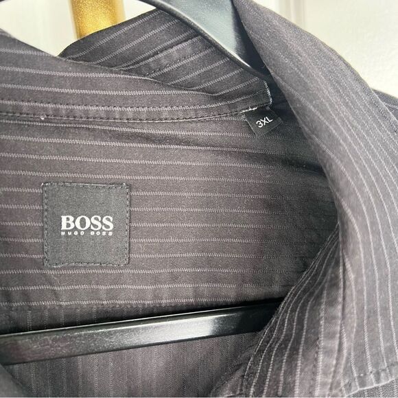 Sz 3X Boss Hugo Boss Black & Gray Striped Dress Shirt $179 MSRP - Picture 4 of 10